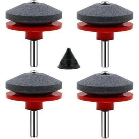 4 Pièces Affuteur Lame Tondeuse Gazon Universel Aiguiseur de Tondeuse Accessoires pour Tondeuses avec 1Pcs Kit D'équilibrage de Lame,50 x 47mm (1/5)