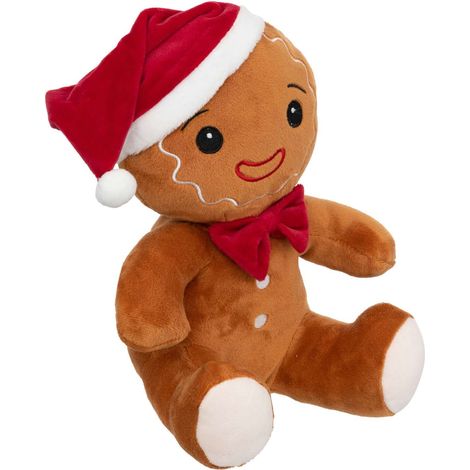 Atmosphera – Peluche pain d'épice de Noël – Dimensions 20x18x25 cm – Matière polyester douce – Décoration festive pour tous âges