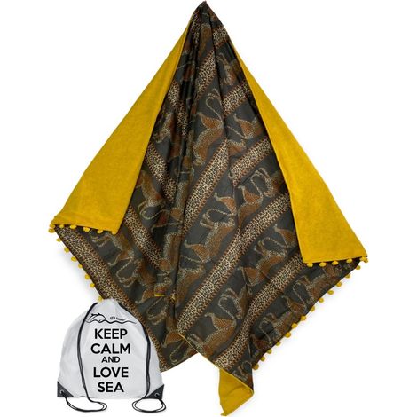TELO mare doppio KIKOY Leopardo Africano in COTONE e in SPUGNA con ZAINO KEEP