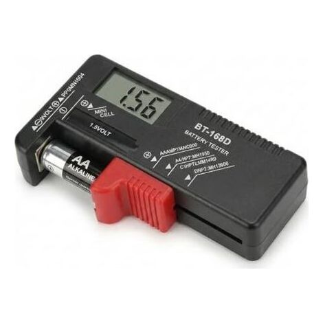 Testeur de piles numérique universel, vérificateur de batterie avec écran LCD précis pour piles AA AAA C D 9V (contacts latéraux) et piles bouton 1.5V (1/5)