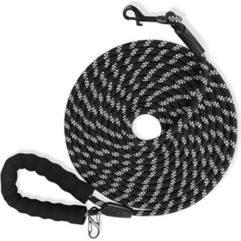 Hundeleine, 5 m, 10 m, 20 m, starke Hundeleine, bequemer gepolsterter Griff, Trainingsleine, lange Leine für kleine bis große Hunde (schwarz, 5 m, 8 mm) (1/4)