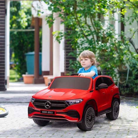 Voiture électrique enfant 3-8 ans avec télécommande, phares et klaxon, rouge et noir (1/5)