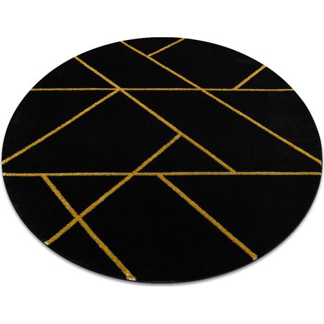 Tappeto EMERALD esclusivo 1012 cerchio - glamour, elegante Marmo, géométrique nero / oro black rotondo 200 cm