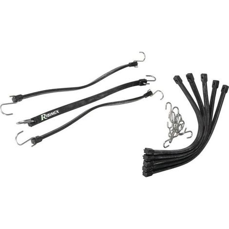 Lot de 8 Tendeurs Plats 36 cm - l. 1,5 cm - Avec Crochets - Fixation Sécurisée et Pratique - D-Work (1/2)