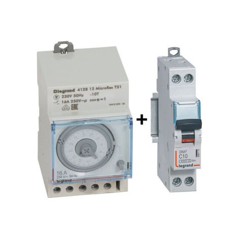 Legrand - Interrupteur horaire journalier analogique + disjoncteur 10A DNX3 - Ru00e9f. : 412812+406773 (1/4)