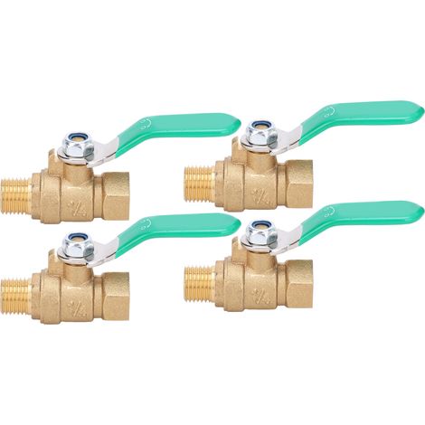 4 vannes à bille en laiton, G1/4 pouce, 1 filetage intérieur, 1 filetage extérieur, interrupteur d'arrêt de vidange, raccords de tuyauterie (1/5)