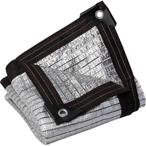 Toile de protection solaire réfléchissante Aluminet, filet d'ombrage argenté, filet à mailles fines pour serres, fleurs et plantes, terrasse et pelouse, 1 x 1 m (1/5)