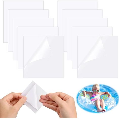 transparent, 10 Pièces Rustine Piscine, Piscine Patch Kit, Kit Réparation Spa Gonflable, Patchs de Réparation Auto Adhésifs en PVC, pour Lits Gonflables Anneaux de Natation Kayaks Piscines (1/5)
