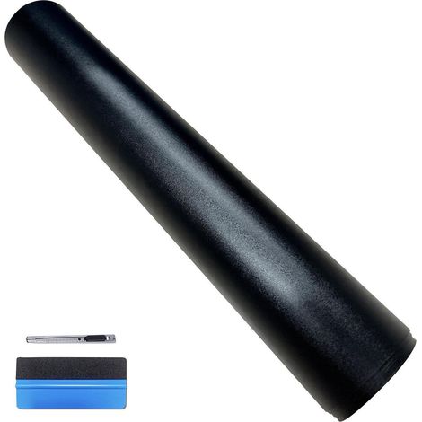 Blasenfreie Vinyl-Klebefolie Mattschwarz Frost-Effekt 30x300cm für Auto & Motorrad (1/5)