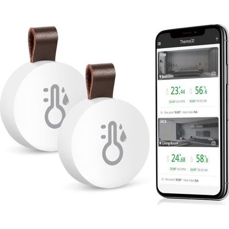 2pcs Thermomètre Hygromètre Intérieur Bluetooth, Mini Thermomètre D'intérieur, Capteur de Moniteur de Température de Thermomètre (1/4)