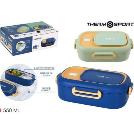 fiambrera termo plastico acero inoxidable con cubierto incluido 550 ml thermo