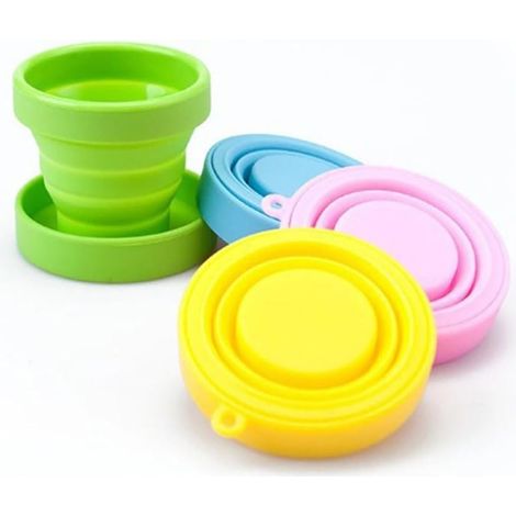 Tasse pliable en silicone, paquet de 4, tasse de voyage pliable, tasse pliable, tasse à rabat avec couvercle, tasse de camping, empilable, tasse portable, tasse pliable réutilisable (1/4)