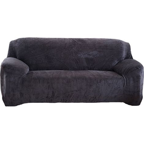 Housse de canapé Noir en velours 3 places rembourrée 195-230CM (1/4)