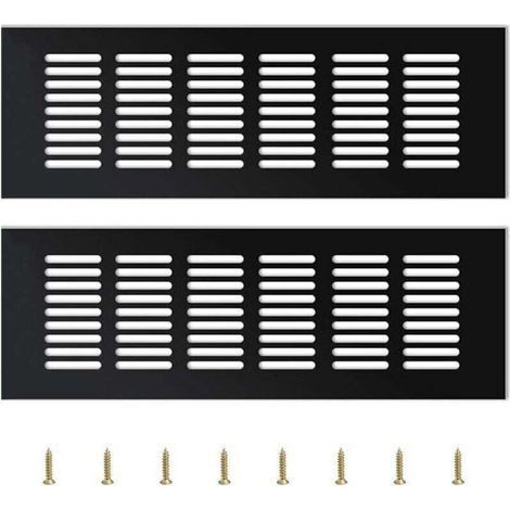 2 Pieces Outdoor Ventilation Grille, Aluminum Ventilation Grille, Adjustable Outdoor Ventilation Grille, Black (1/4)