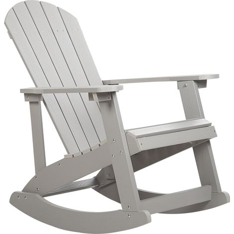 Silla mecedora gris claro de madera sintética resistente a la intemperie estilo moderno Adirondack