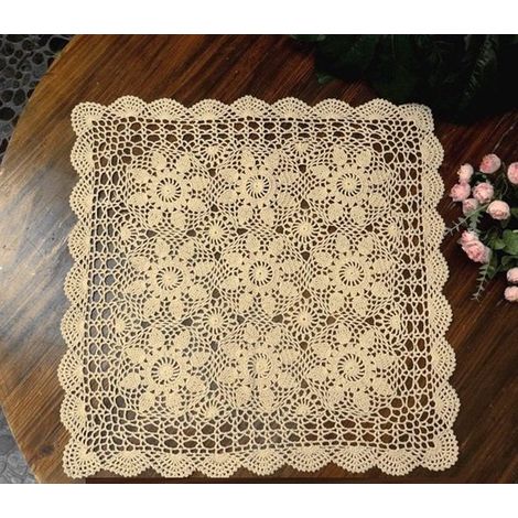 Tovaglia 68,5 cm Biancheria da tavola Tovaglia lavorata all'uncinetto a mano in pizzo di cotone Tovaglietta Sottobicchiere quadrato Per uso interno ed esterno Effetto pizzo (1/5)
