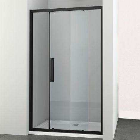 Ogomondo porta scorrevole slide 2 due ante black profilo nero cristallo 6 mm misure 96-100xh195 cm - confezione 1 (1/3)