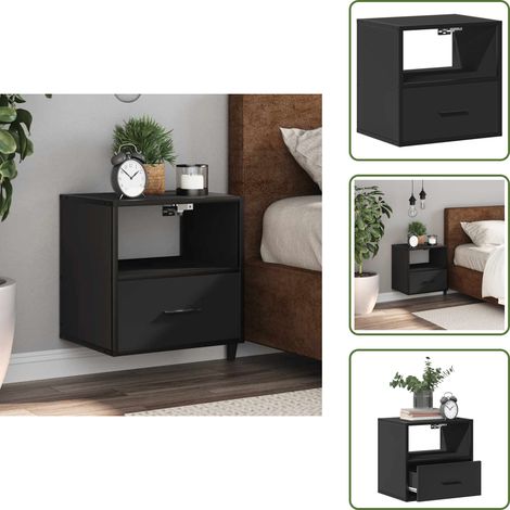 Wand-Nachttisch Schwarz 40x31x39,5 cm - Wand-Nachttisch - Wand-Nachttische - Schrank - Nachttisch (1/5)