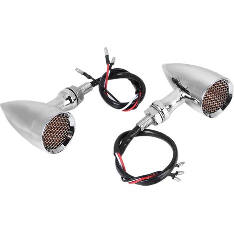 Motorradmodifikationen: galvanisierte gelbe Scheinwerferabdeckung im Retro-„Bullet“-Stil, Blinkerleiste, Aluminiumlegierungsgrill, LED-Blinker, kompatibel mit Yamaha, Honda, Indian, Quads usw. (1/5)