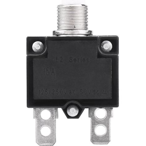 KIMISS Protecteur de surcharge thermique, 125/250V Réinitialiser le disjoncteur de l'interrupteur thermique Protecteur de surcharge contre surintensités pour générateur (10A/15A/20A)(15A). (1/5)