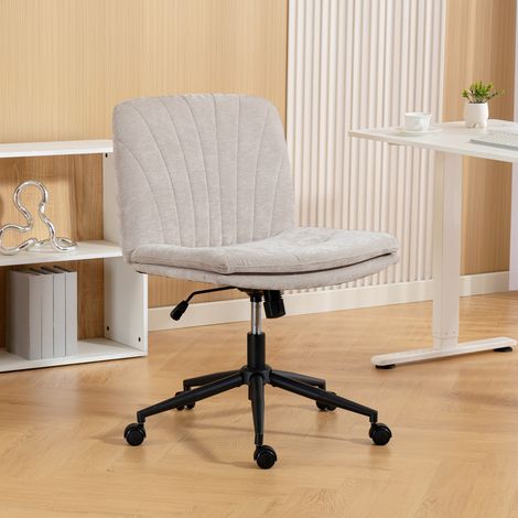 Silla de oficina sin reposabrazos, de chenilla, altura regulable, 62 x 67 x 83-93 cm, beige.