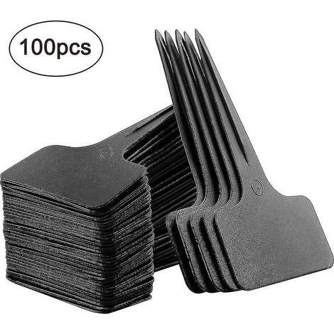 100 étiquettes pour plantes noires en forme de T, étiquettes de jardin en plastique (1/5)