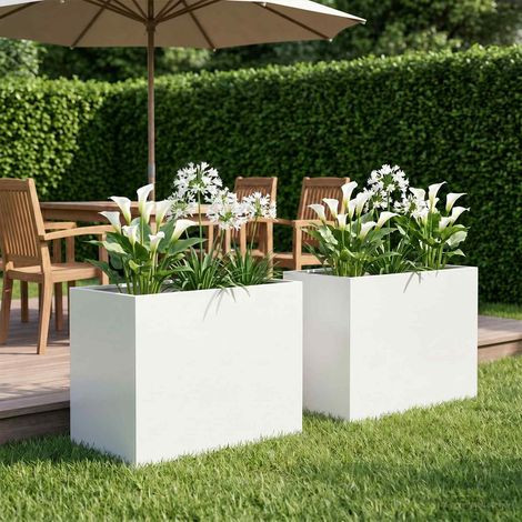 Cache-pot de jardin 2 pc Blanc 50 x 40 x 50 cm (1/5)