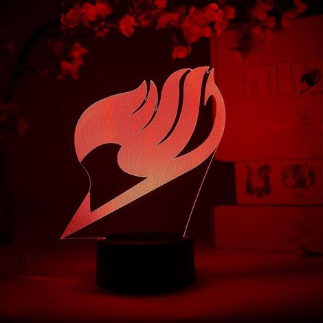 Lampe Fairy Tail Guild Mark Otaku, veilleuse figurine Fairy Tail, LED RGB 16 couleurs avec télécommande, décoration 3D pour chambre d'anime, cadeau idéal pour les fans d'anime. (1/5)