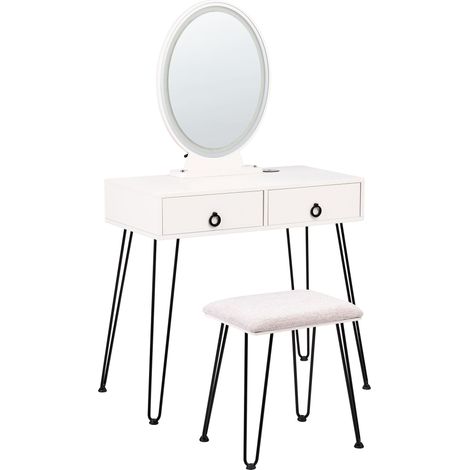 Dressing Table with Mirror and Stool SOYE LED White (1/5)