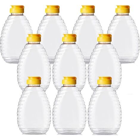 Sollbry 10 Pcs Bouteille de Compression de Miel, Distributeur de Miel Bouteille à Sauce Bouteille à Condiments Flacons Plastique avec Bouchon Sauce Bouteilles Distributeur Flacon Souple Plastique
