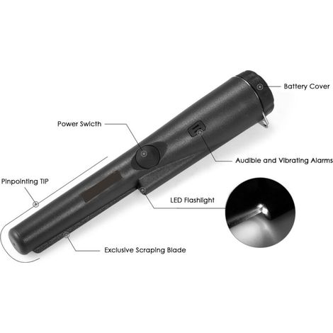Detector de metales portátil Crezuo Pinpointer, herramienta para la búsqueda de tesoros, vibratorio, con ajuste automático y funda para cinturón.-Crezuo