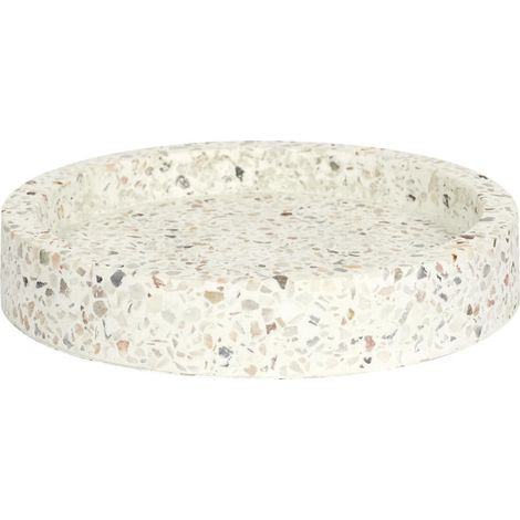 Paris Prix – Vide-poche en ciment terrazzo 12cm – Motifs ronds – Pour décoration intérieure – Couleur blanche – Poids 0,402 kg