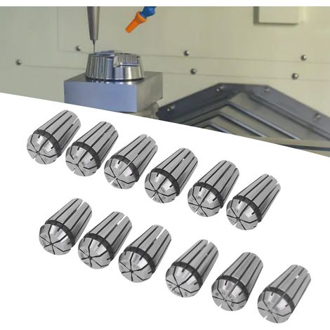 Mandrin CNC haute précision ER11 à 12 pièces, pince à ressort pour broche de machine à graver haute précision. Tailles des pinces : 0,4 mm, 0,5 mm, 0,6 mm, 0,7 mm, 0,8 mm 0,9 mm, 1,0 mm, 1,1 mm, 1,2 (1/5)