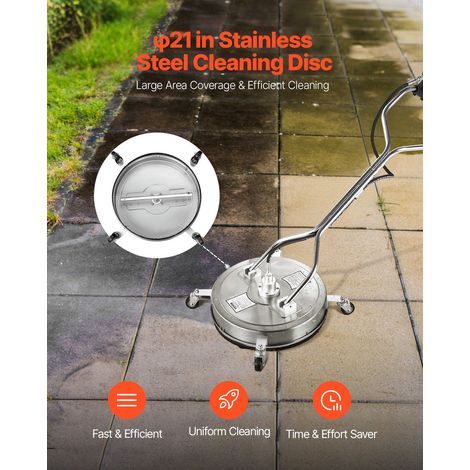 Nettoyeur de surface pour nettoyeur haute pression 535 mm, accessoire nettoyeur sol en acier inox sur roues, 310 bar max. connecteu… (1/5)