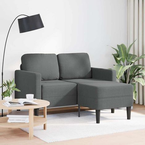 Canapé Sofa 2 places avec méridienne en L Gris foncé 125 cm Tissu