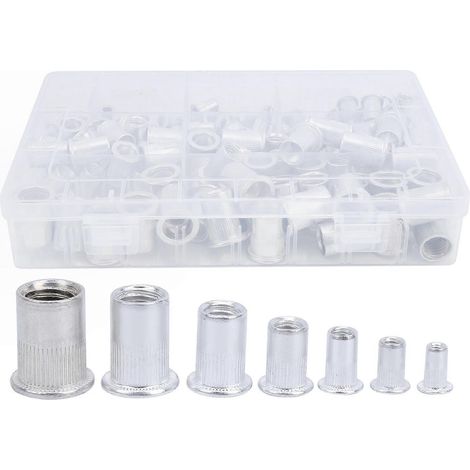 175-teiliges Nietmuttern-Set mit Flachkopf-Aluminium-Einsätzen, inklusive Aufbewahrungsbox, Industriewerkzeug