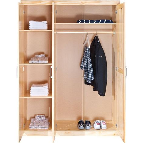 Armadio pelle dim, 140x55x190h legno pino massello finitura naturale - Inter Link