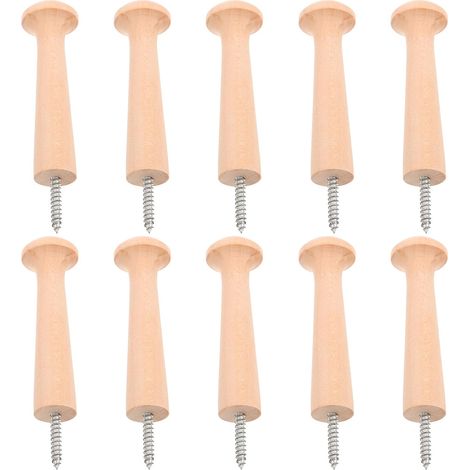 10 crochets muraux bois, 3,8 pouces, pour serviettes, à visser (1/5)
