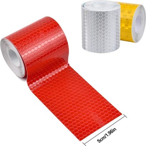 3 rotoli di nastro riflettente autoadesivo, resistente agli agenti atmosferici, 5 cm x 3 m, per la sicurezza notturna e la segnaletica esterna. (1/4)