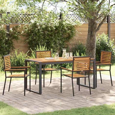 Garten Essgruppe 5 pcs Schwarz und Braun Poly-Rattan