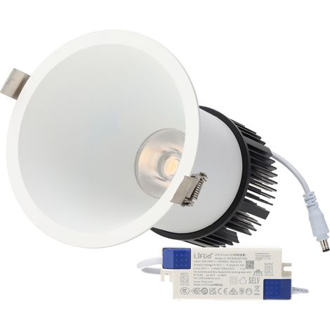 Spot encastré LED 30W, 90 lm/W, UGR15, CRI95, 3000K, Driver Lifud, 50 000 heures