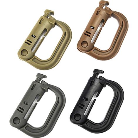 4 Crochets suspendus verrouillables en D, Nylon et métal, Résistant corrosion, Pour randonnée pêche camping (1/5)