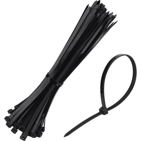 Attaches câble  300 x 7,6 mm - Lot 100 - Nylon - Résistance 55 kg (1/5)