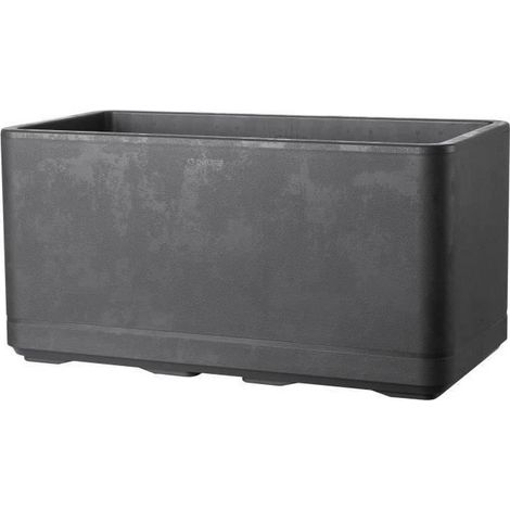 Jardinière muret Cosmo 78 x H39 cm – Anthracite – Réserve d'eau – Roulettes – Matière recyclée résistante aux UV et au gel – Volume 74,4L – Deroma (1/5)