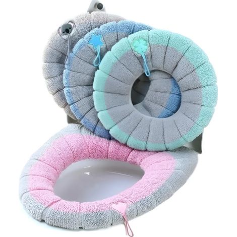 Lot de 4 housses de sige de toilette lavables et chaudes pour salle de bain (1/5)