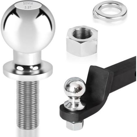 BRICOOMARKET Boule d'attelage de 50 mm - Boule d'attelage pour tracteur - Boule d'attelage pour barre de remorquage - Boulon à tête sphérique pour barre de remorquage jusqu'à 3,5 tonnes (1/4)