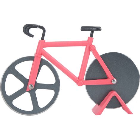 Couteau à pizza en acier inoxydable forme vélo innovant, outil de découpe pour cuisine, accessoire rouge (1/5)