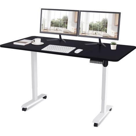 160CM Bureau debout réglable en hauteur avec moteur électrique, bureau d'ordinateur, hauteur à mémoire intelligente, protection contre les collisions avec les roues.