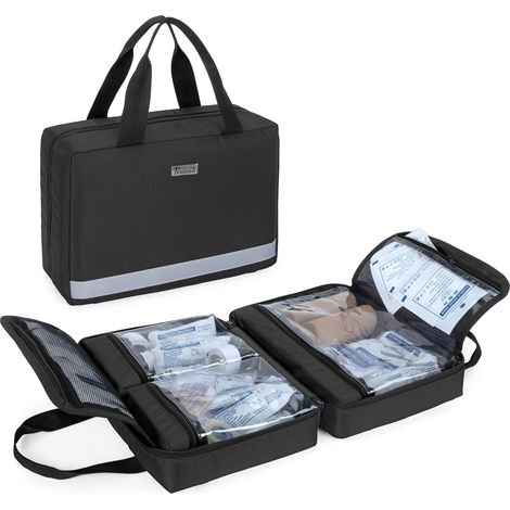 Trousse de Premiers Soins Voiture Noir, Vide, Sac Seulement Pochette Pharmacie, Trousse de Secours pour Kits d'urgence, Idéal pour Maison, Camping, Voyage et Randonnée (1/5)