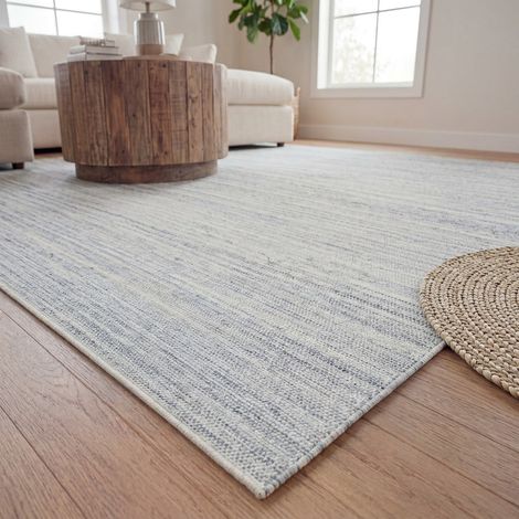 Kilim moderne Tapis Dream - 150x80cm, Rectangular - 100% Laine vierge - Tissé main - Bleu clair